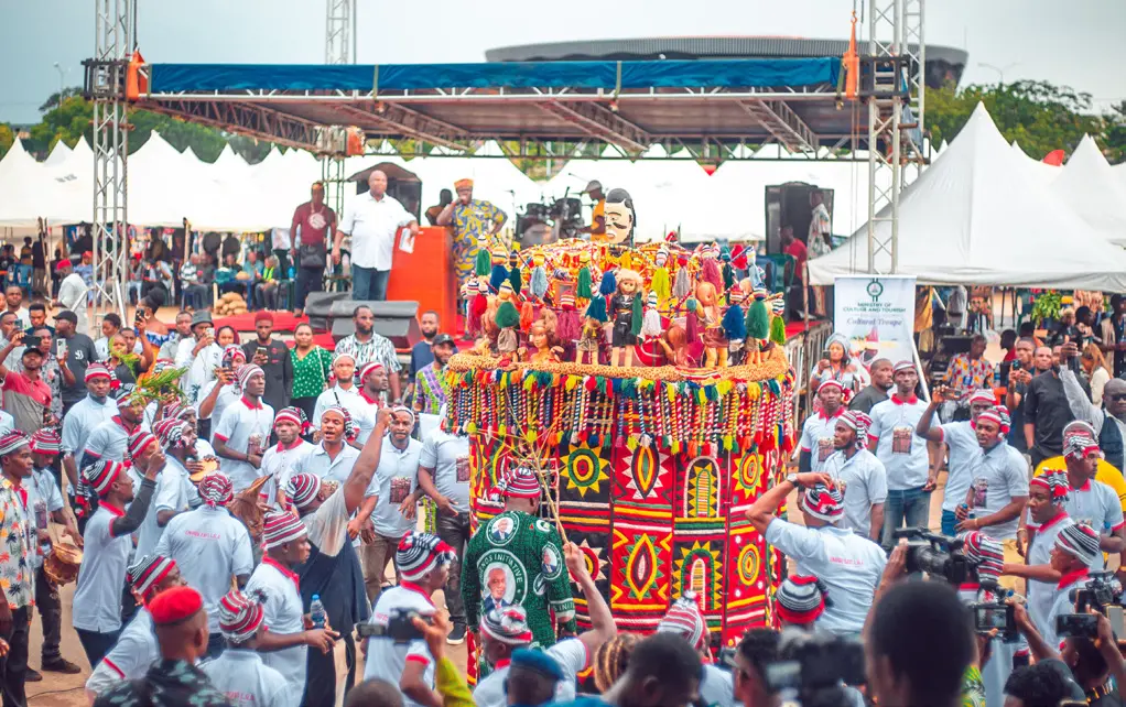Crowd celebrating during a previous festival activity